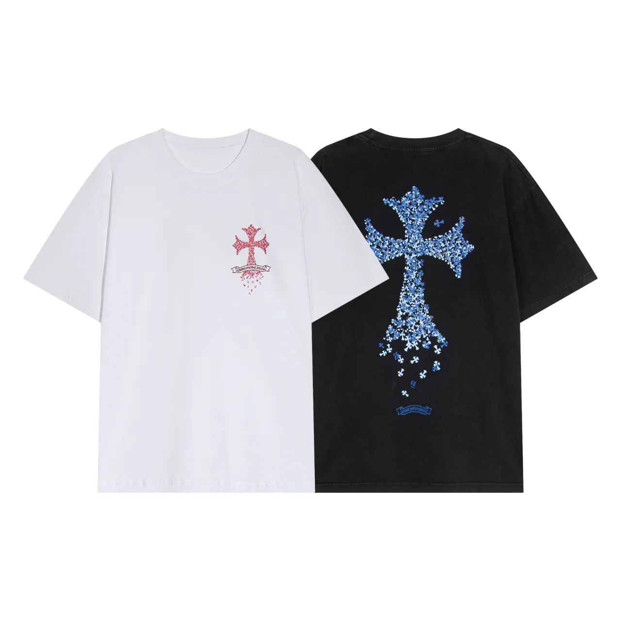 P150 Chrome Hearts Chrome Hearts Gradient Cross Short Sleeve Size: SMLXL Color: Black White